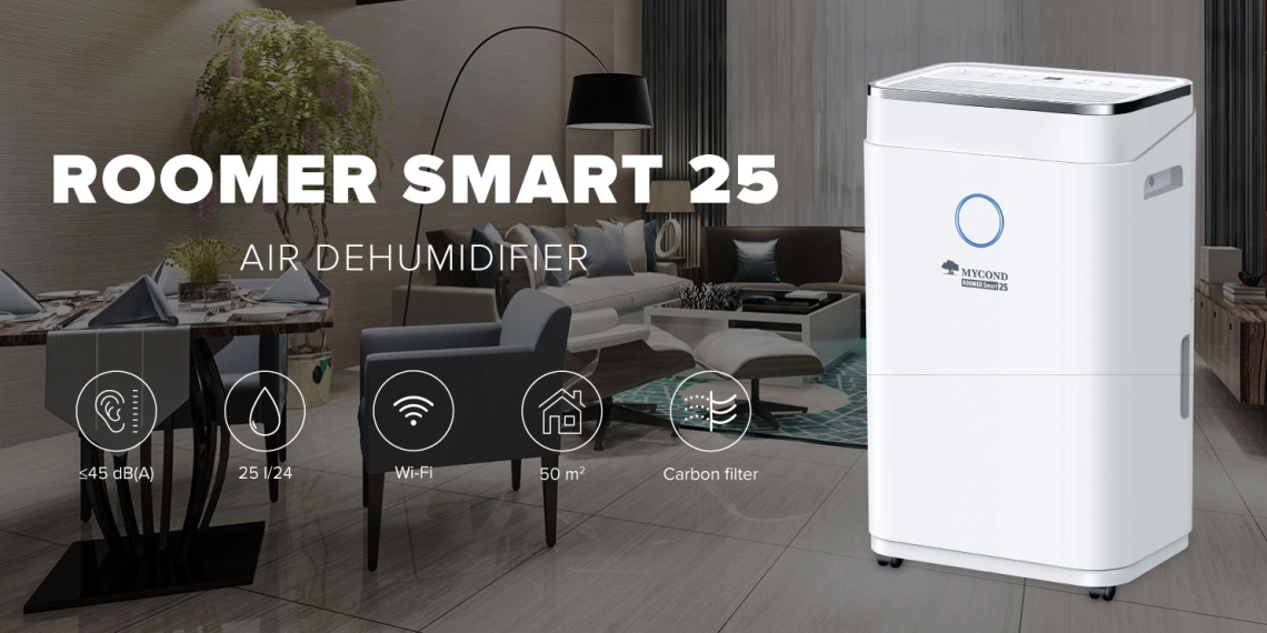 Συμπαγής αφυγραντήρας αέρα MyCond Roomer Smart 25 για μεγάλα δωμάτια.
