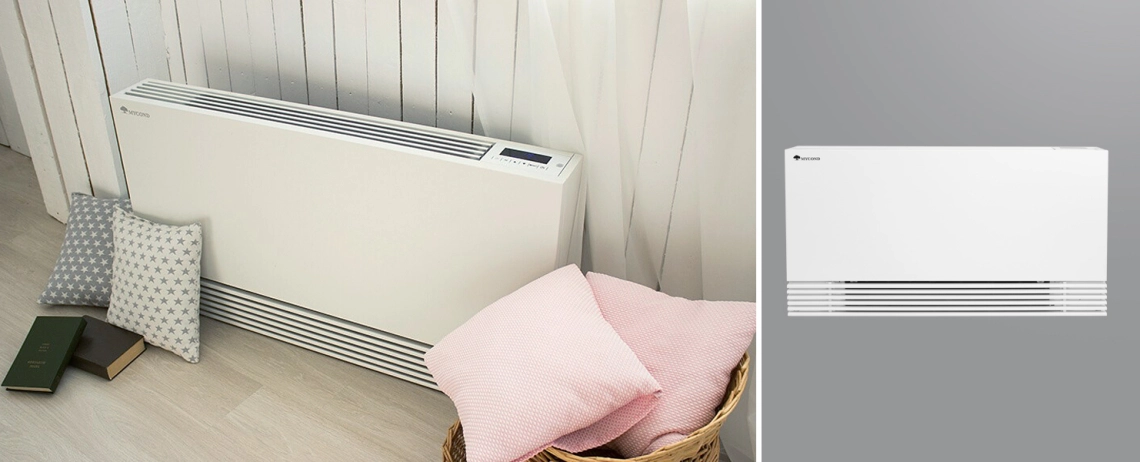MyCon Silent Εξαιρετικά λεπτή επιδαπέδια μονάδα fan coil με κινητήρα BLDC για αποδοτικό κλιματισμό.