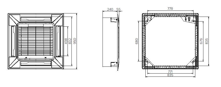 MyCond MCFK-T2 Συμπαγής μονάδα fan coil κασέτας 4 δρόμων