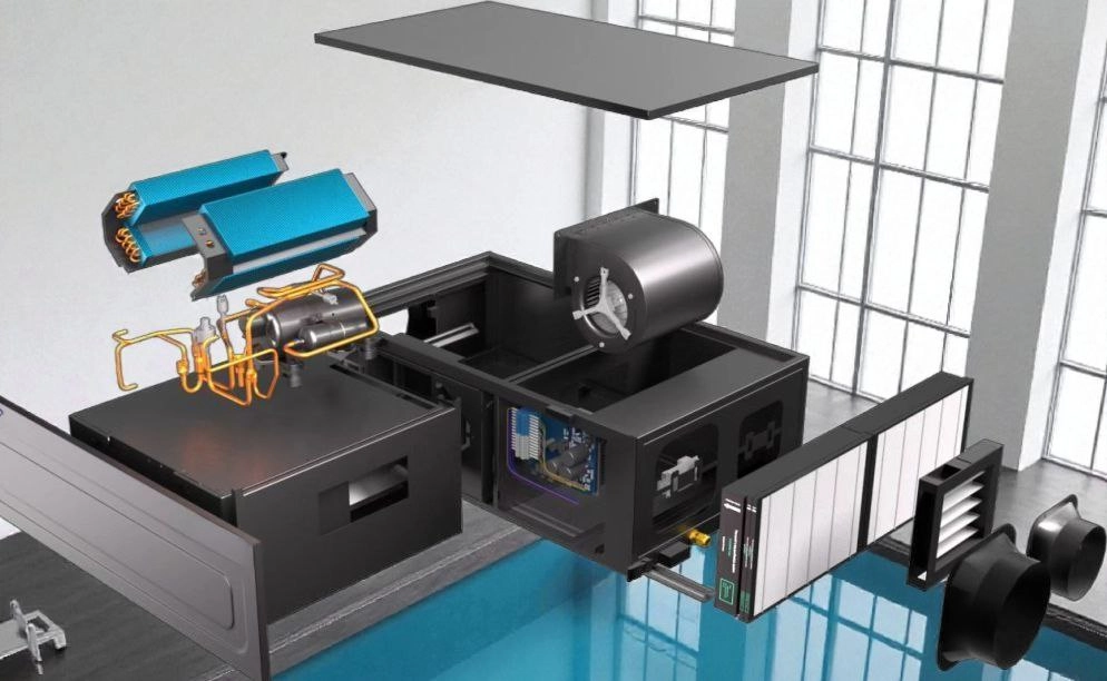 Καναλίσιο αφυγραντήρας για πισίνες, θέρμανση αέρα Mycond MSHAC